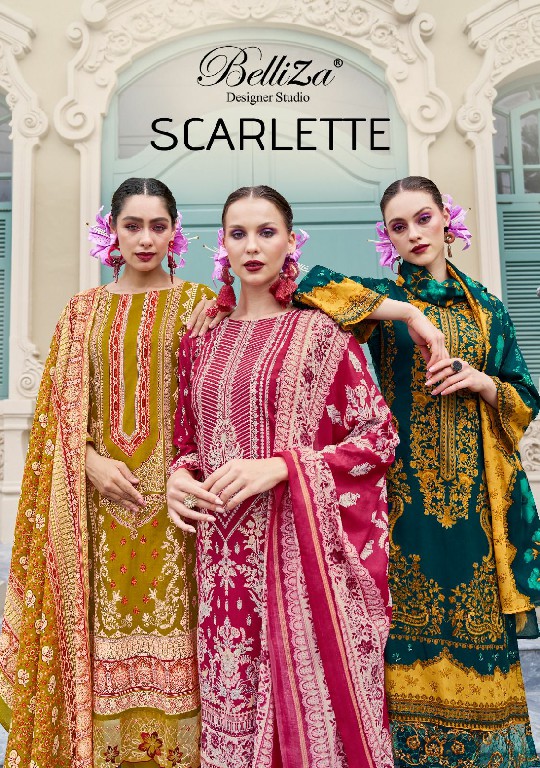 Belliza Scarlette Wholesale Pure Cotton With Embroidery Dress Material
