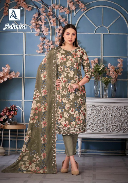 Alok Ashmira Wholesale Pure Cambric With Fancy Work Dress Material
