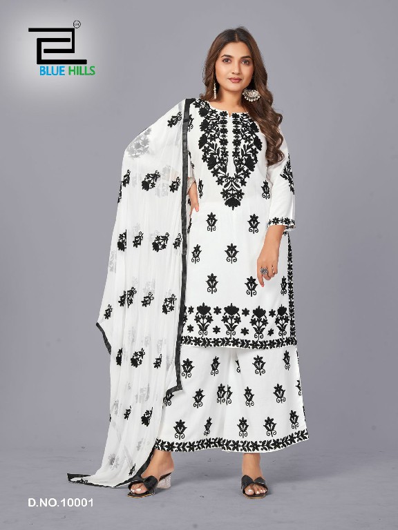 black And white vol 10 by blue hills rayon readymade big size classic 3pcs dress