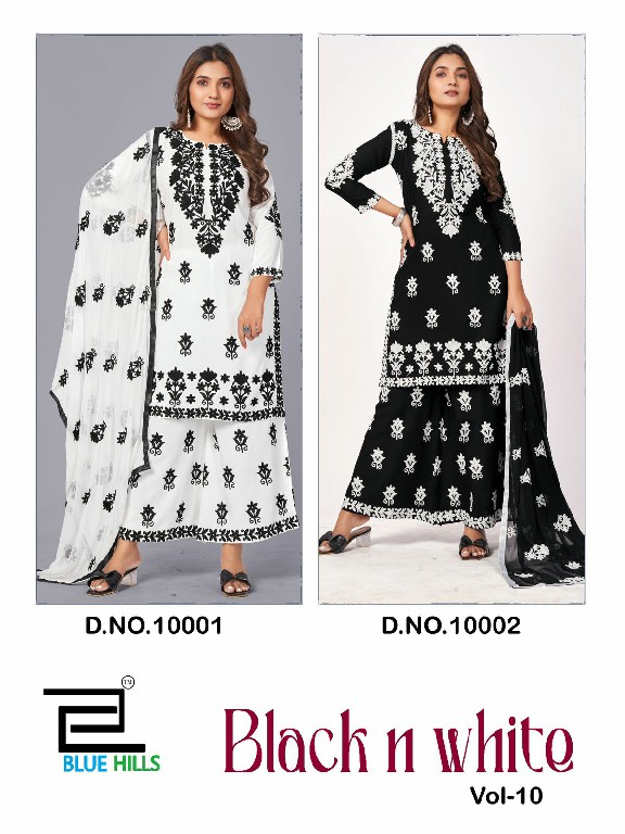 black And white vol 10 by blue hills rayon readymade big size classic 3pcs dress