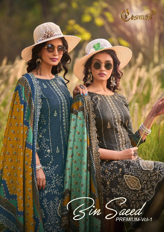 Cosmos Bin Saeed Premium Vol-1 Wholesale Lawn Cotton With Embroidery Dress Material