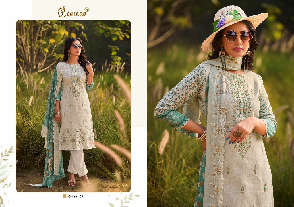 Cosmos Bin Saeed Premium Vol-1 Wholesale Lawn Cotton With Embroidery Dress Material