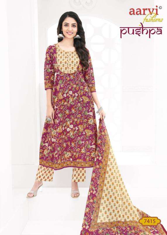 aarvi fashion pushpa vol 1 cotton fully stitch casual anarkali 3pcs dress