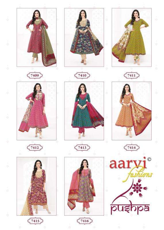 aarvi fashion pushpa vol 1 cotton fully stitch casual anarkali 3pcs dress