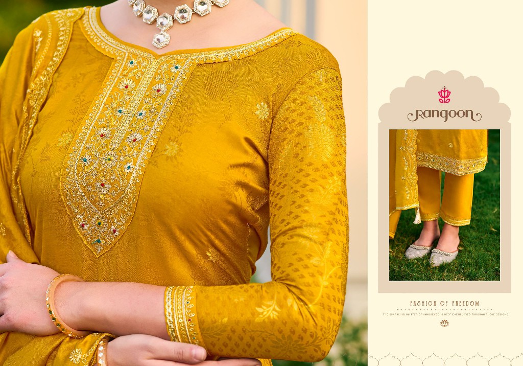 Rangoon Awaari Wholesale Muslin Jacquard Readymade Salwar Suits
