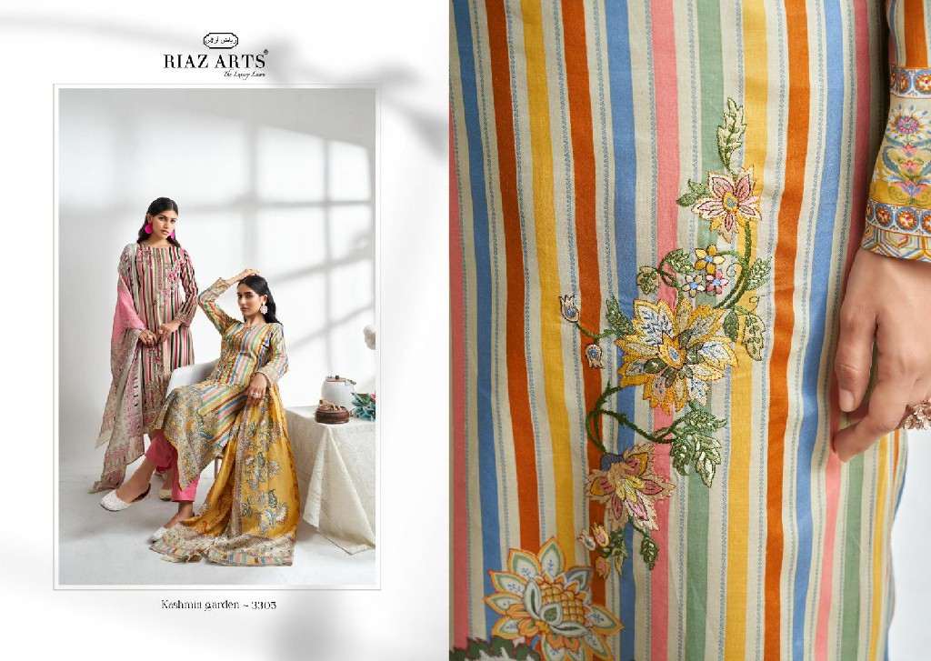 Riaz Arts Kashmiri Garden Wholesale Pure Viscose Cotton With Embroidery Dress Material