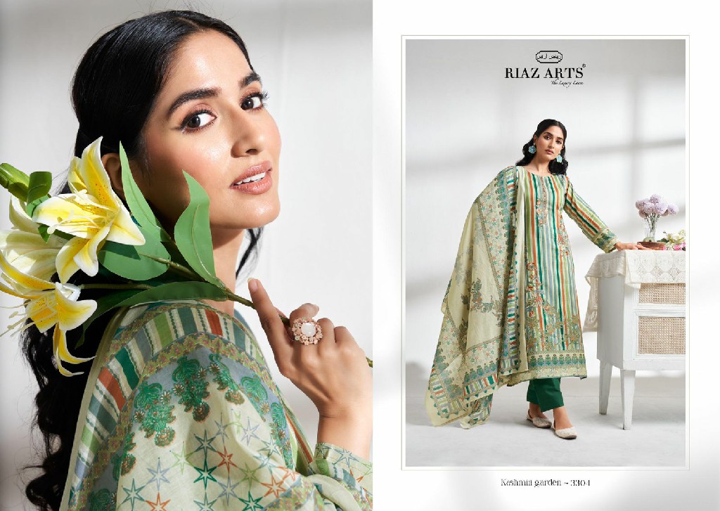 Riaz Arts Kashmiri Garden Wholesale Pure Viscose Cotton With Embroidery Dress Material