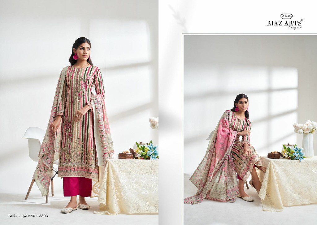 Riaz Arts Kashmiri Garden Wholesale Pure Viscose Cotton With Embroidery Dress Material