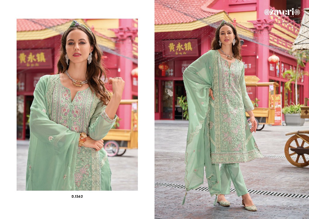 Zaveri Alvina Wholesale Soft Blooming Embroidery Work Readymade Suits