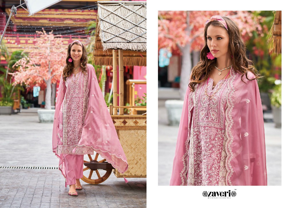 Zaveri Alvina Wholesale Soft Blooming Embroidery Work Readymade Suits