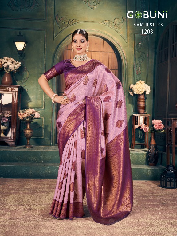 gobuni sakhi silks zari silk stylish look sarees online