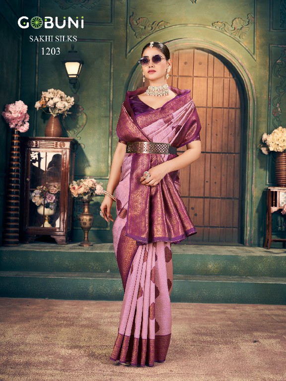 gobuni sakhi silks zari silk stylish look sarees online