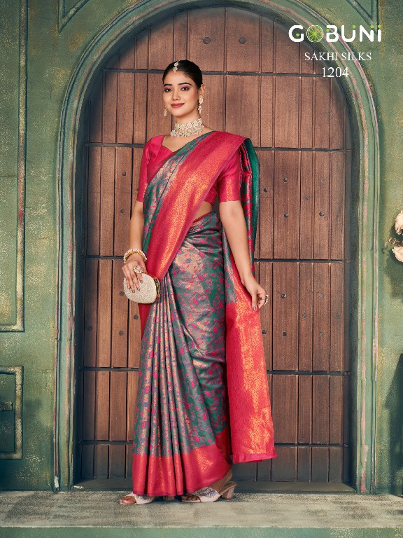 gobuni sakhi silks zari silk stylish look sarees online