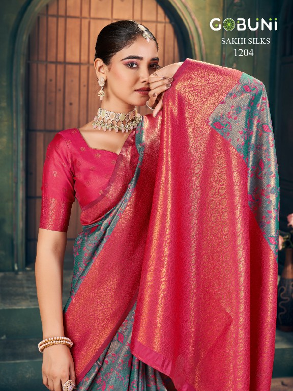 gobuni sakhi silks zari silk stylish look sarees online