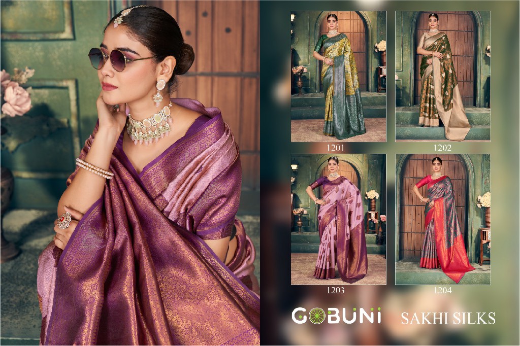 gobuni sakhi silks zari silk stylish look sarees online