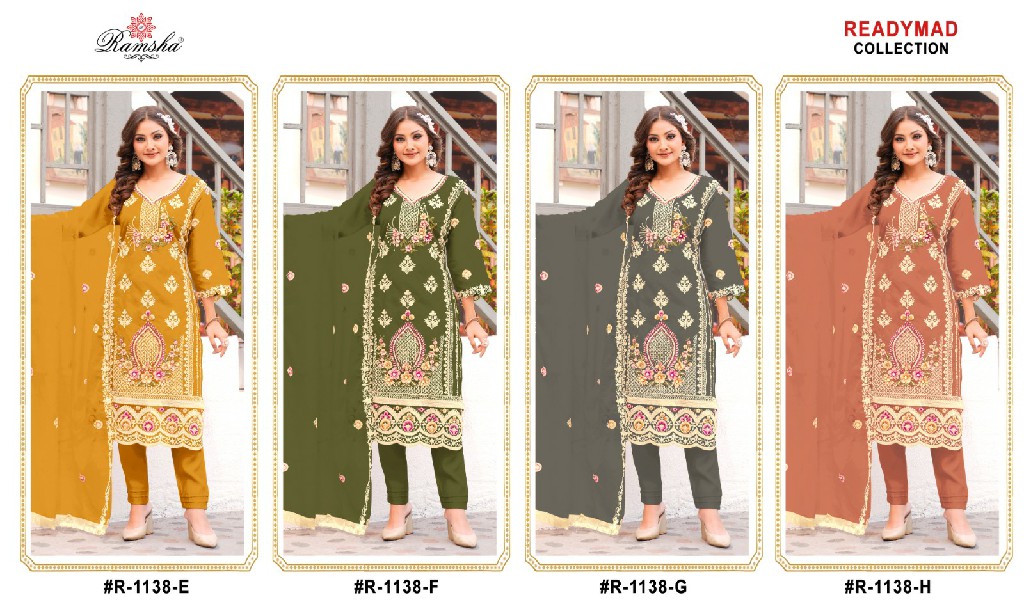 Ramsha R-1138 Wholesale Readymade Indian Pakistani Salwar Suits