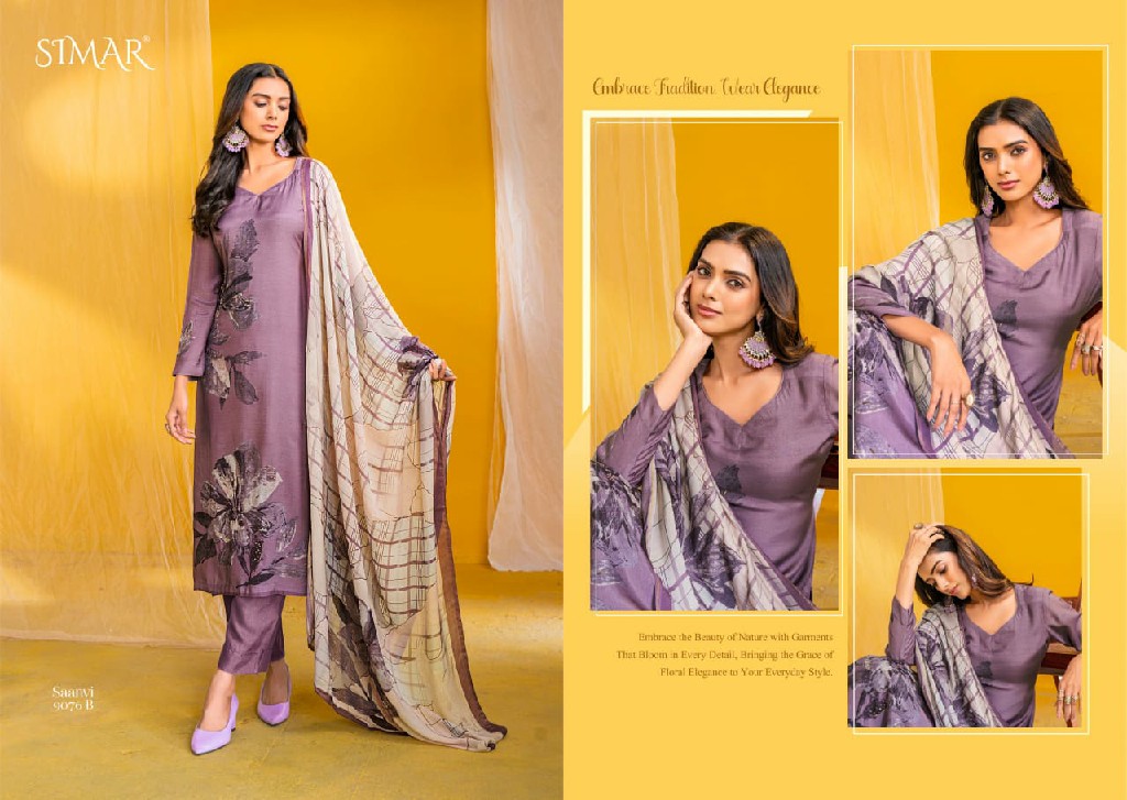 Glossy Simar Saanvi Wholesale Pure Viscose Muslin With Handwork Salwar Suits