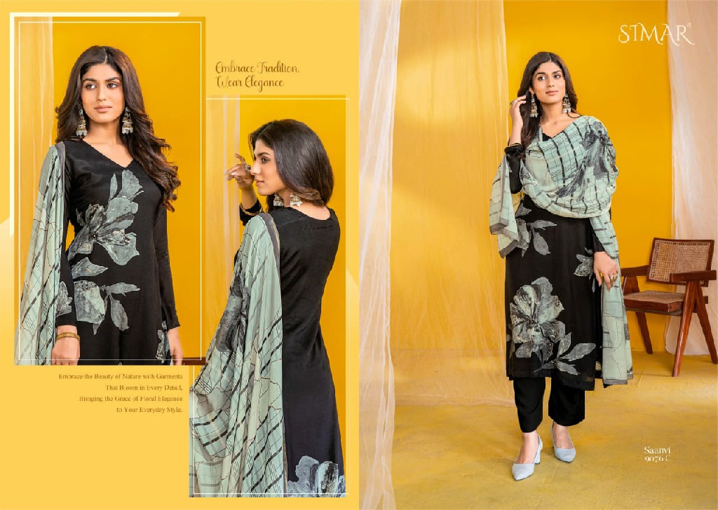 Glossy Simar Saanvi Wholesale Pure Viscose Muslin With Handwork Salwar Suits