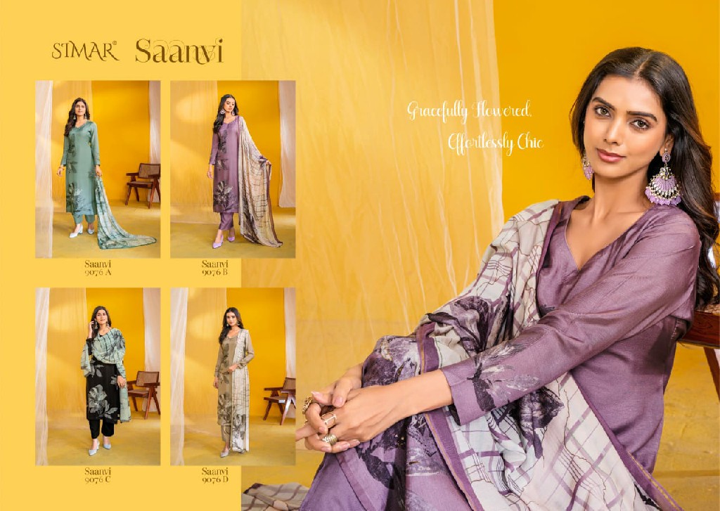 Glossy Simar Saanvi Wholesale Pure Viscose Muslin With Handwork Salwar Suits