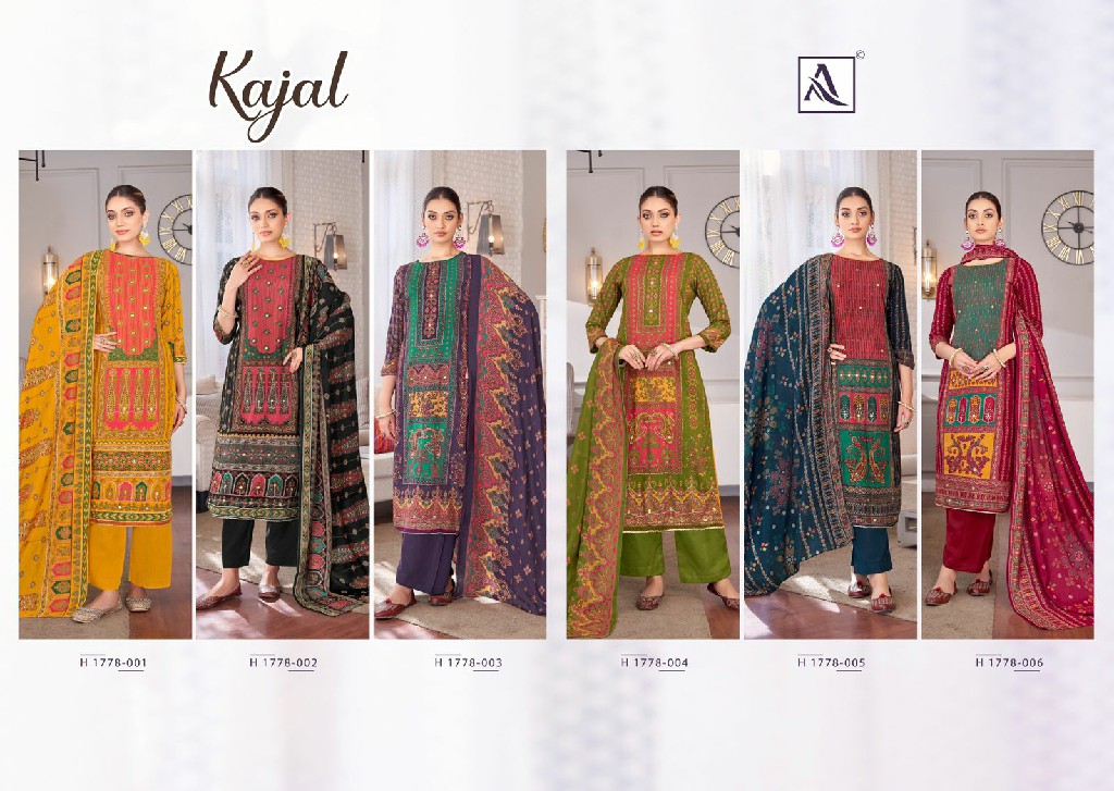 Alok Kajal Wholesale Pure Viscose Reyon With Fancy Hand Work Dress Material