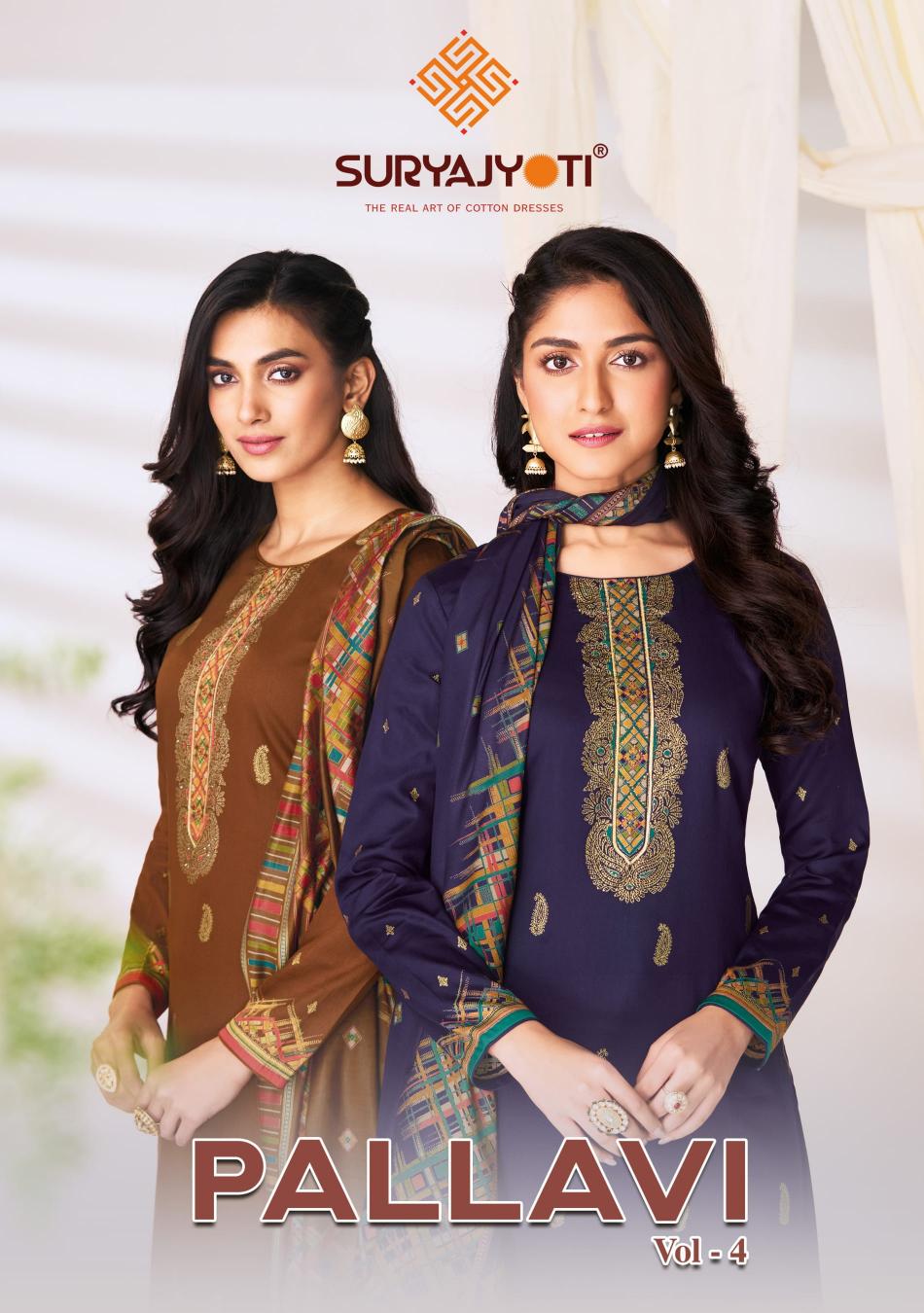 pallavi vol 4 by suryajyoti jam satin hit design unstitch 3pcs dress