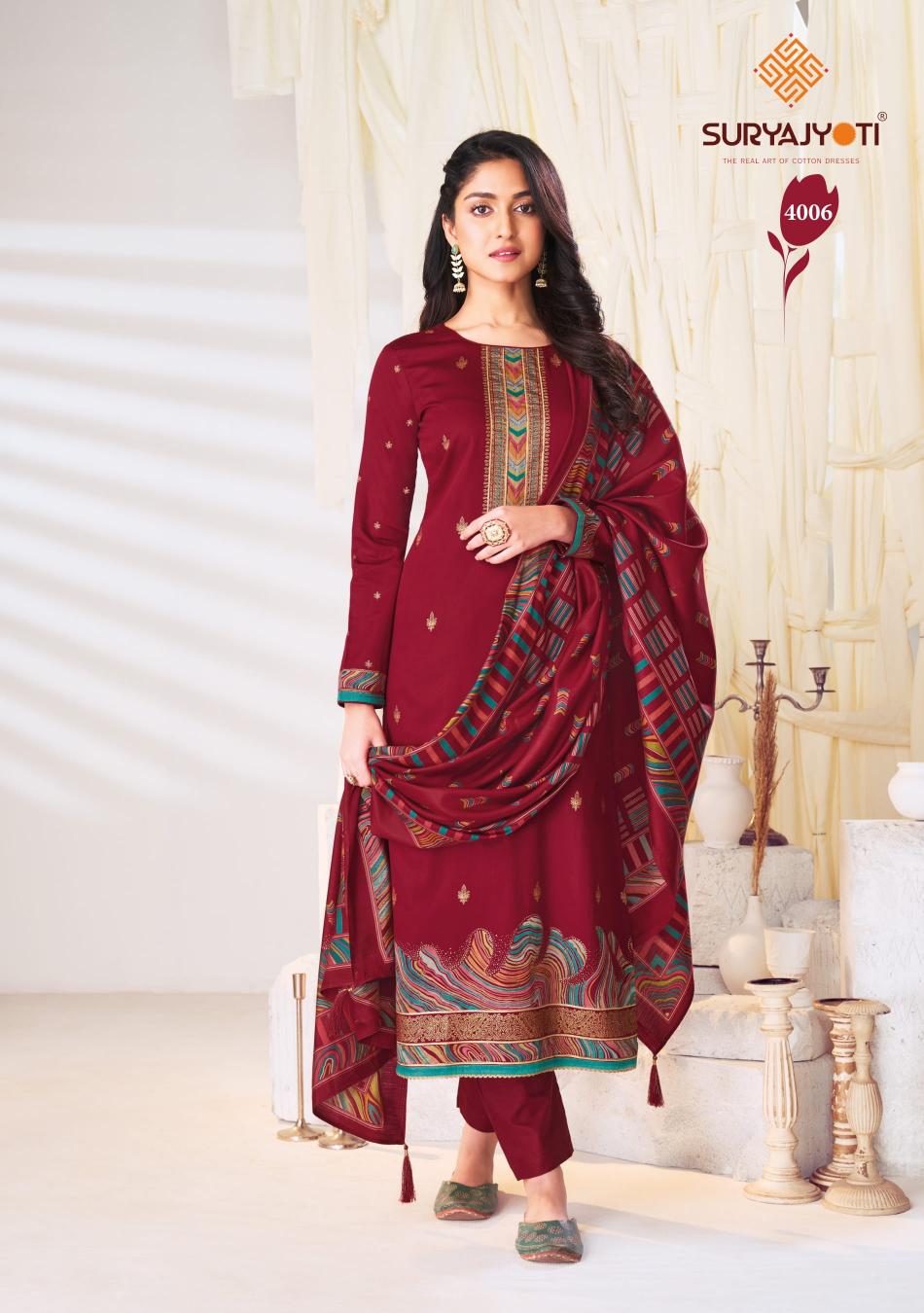 pallavi vol 4 by suryajyoti jam satin hit design unstitch 3pcs dress