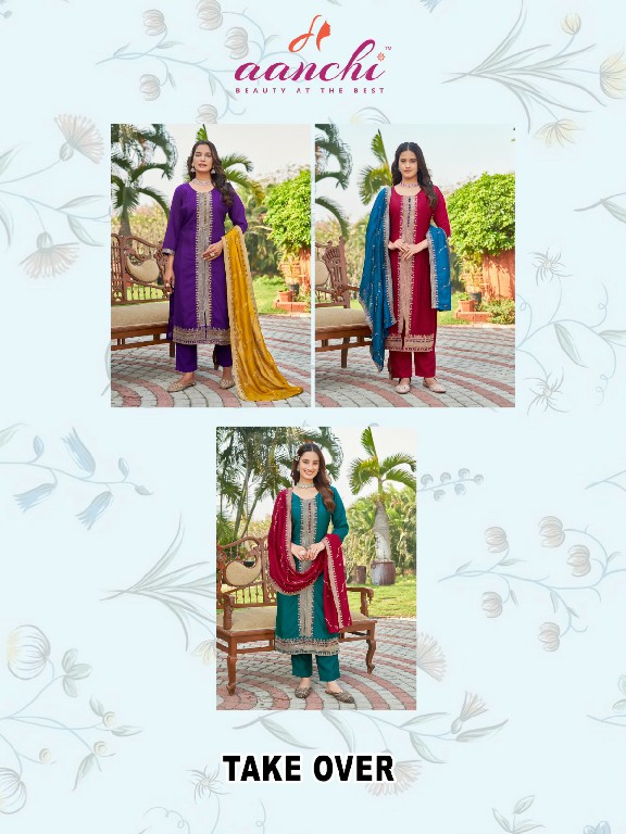 take over by aanchi vichitra silk readymade daily wear 3pcs dress