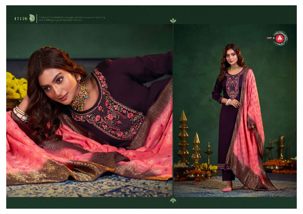 Triple AAA Heena Wholesale Jam Cotton With Work Dress Material