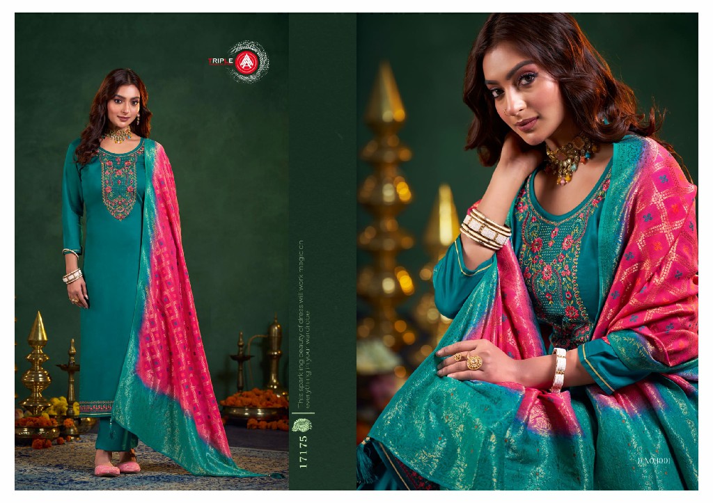 Triple AAA Heena Wholesale Jam Cotton With Work Dress Material
