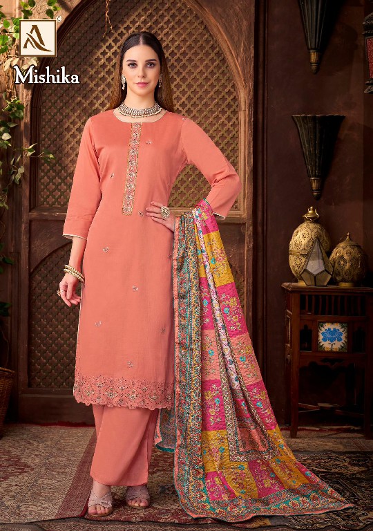 Alok Mishika Wholesale Pure Zam Fancy Embroidery Dress Material