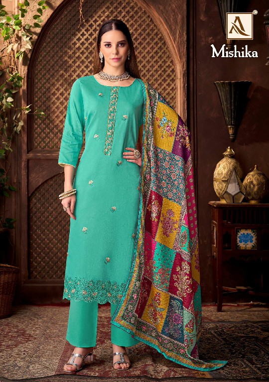 Alok Mishika Wholesale Pure Zam Fancy Embroidery Dress Material