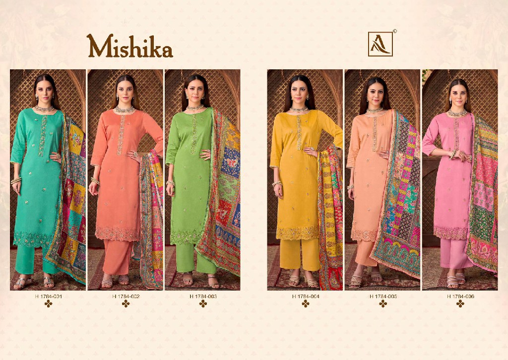 Alok Mishika Wholesale Pure Zam Fancy Embroidery Dress Material