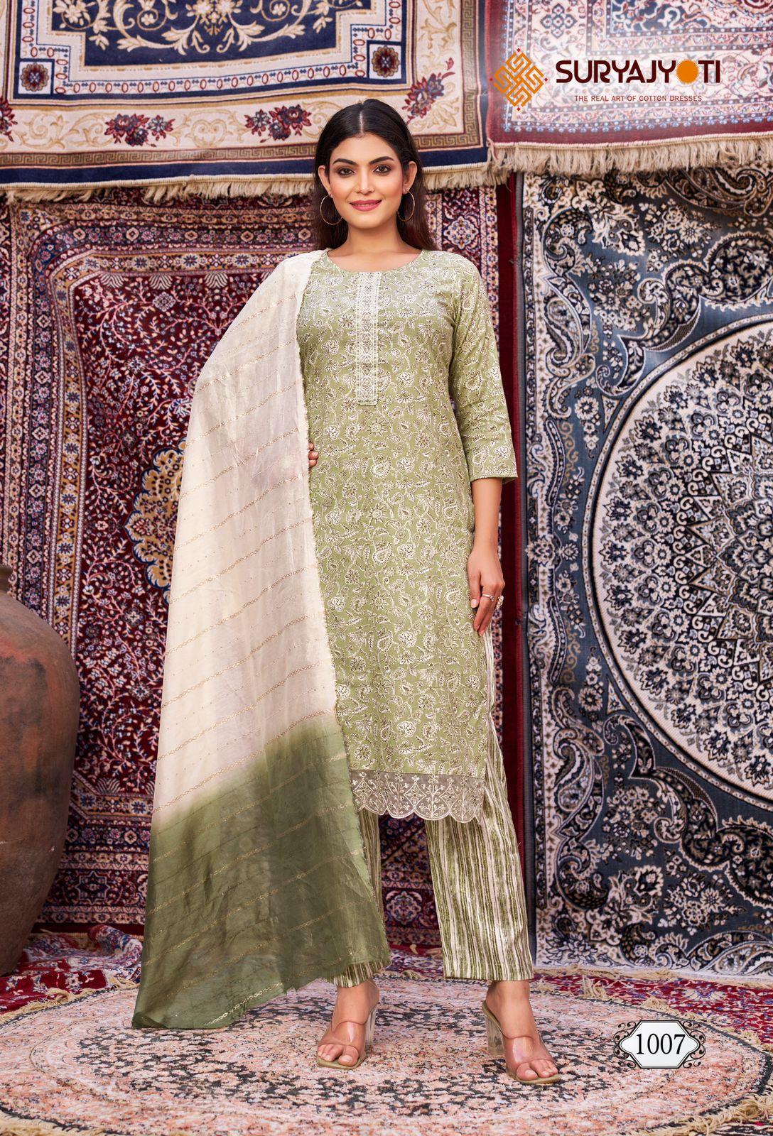 Suryajyoti Krati Vol-1 Wholesale Heavy Reyon Capsule Kurti With Pant And Dupatta
