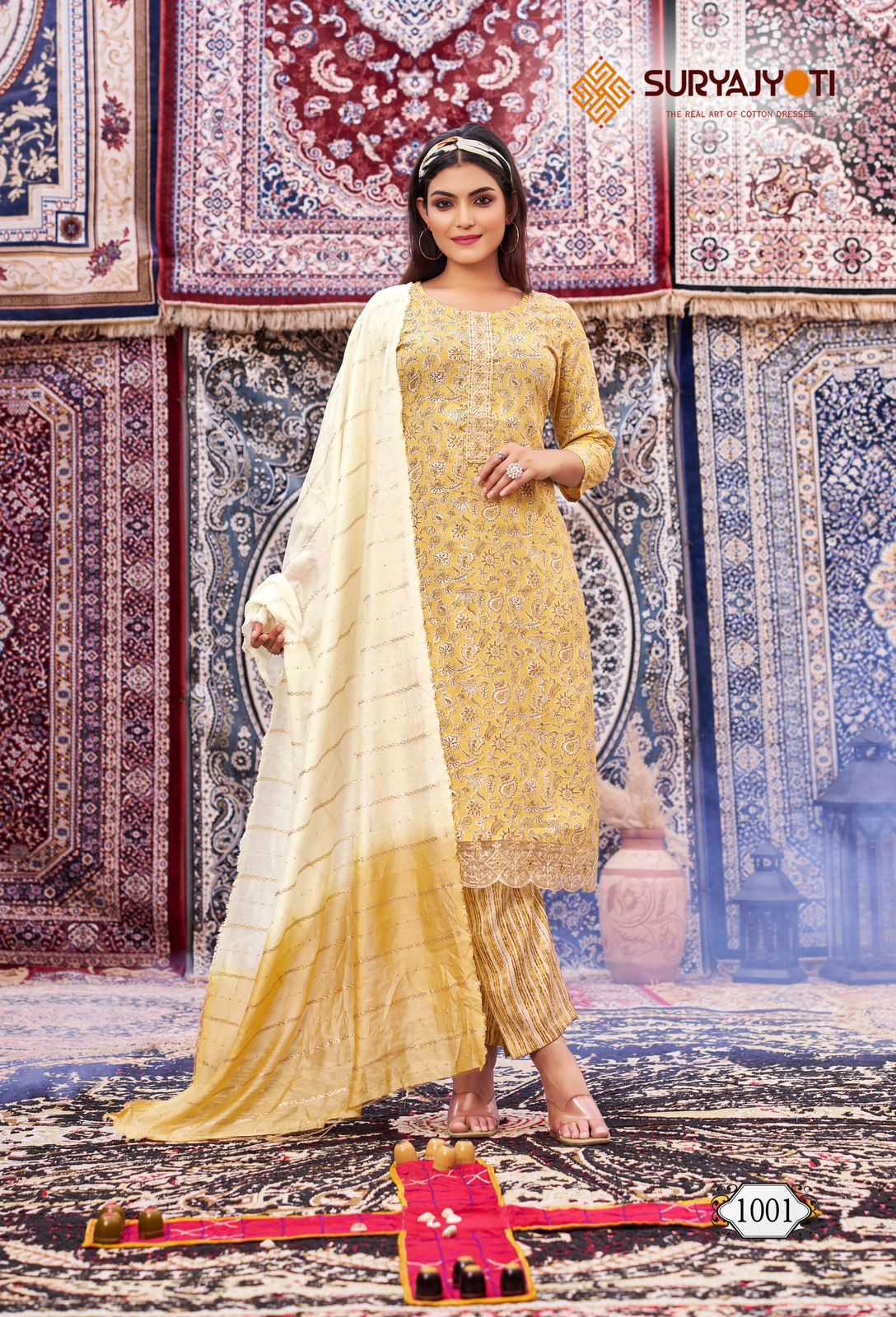 Suryajyoti Krati Vol-1 Wholesale Heavy Reyon Capsule Kurti With Pant And Dupatta