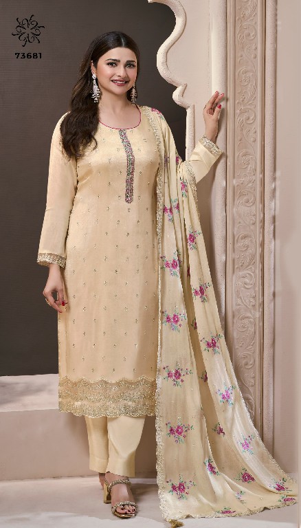 Vinay Kuleesh Zarkan Wholesale Embroidered Moongasilk With Hand Work Straight Suits
