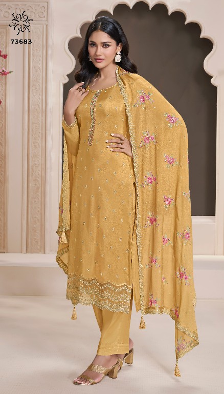 Vinay Kuleesh Zarkan Wholesale Embroidered Moongasilk With Hand Work Straight Suits