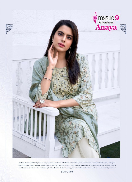 Mystic 9 Anaya Vol-1 Wholesale Straight Cut Top With Pant And Dupatta