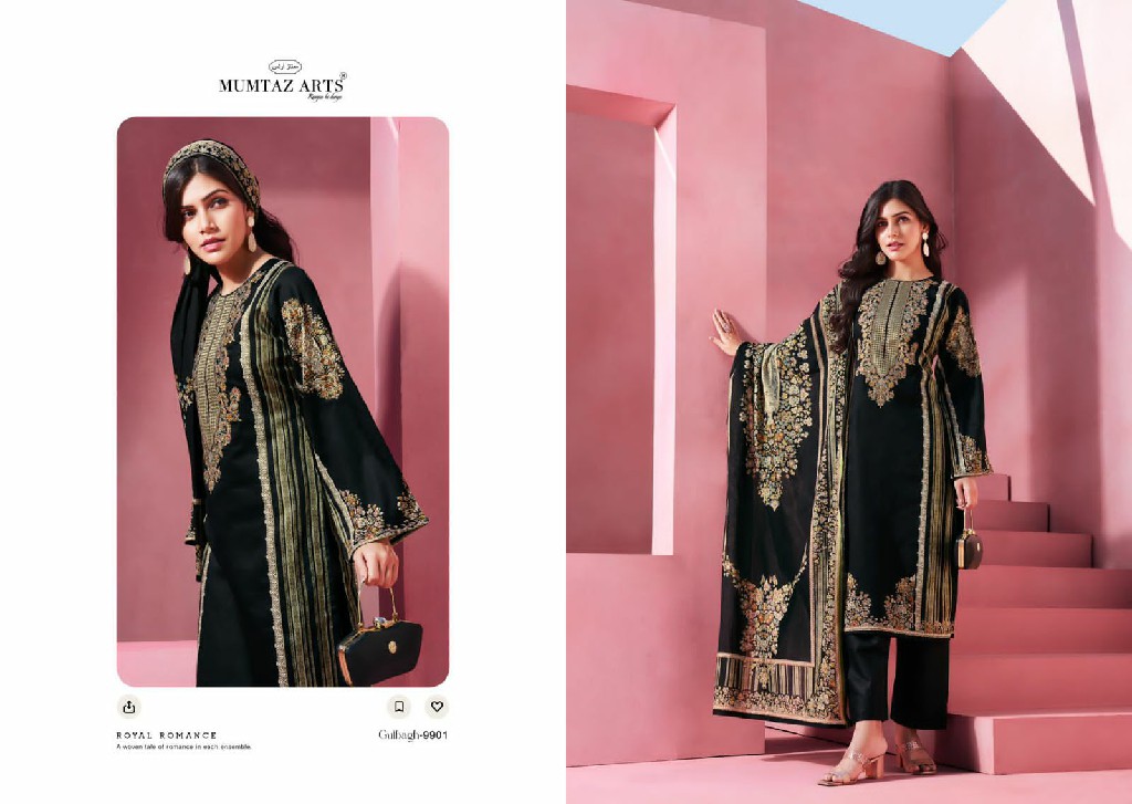Mumtaz Arts Gulbagh Wholesale Pure Jam Satin With Exclusive Work Dress Material