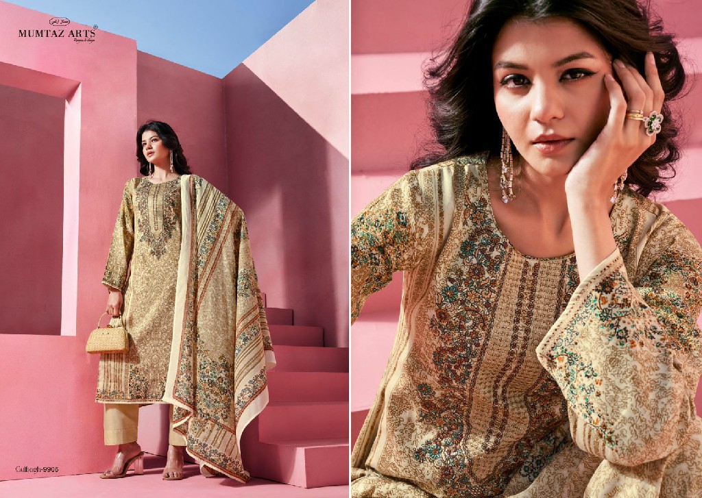 Mumtaz Arts Gulbagh Wholesale Pure Jam Satin With Exclusive Work Dress Material
