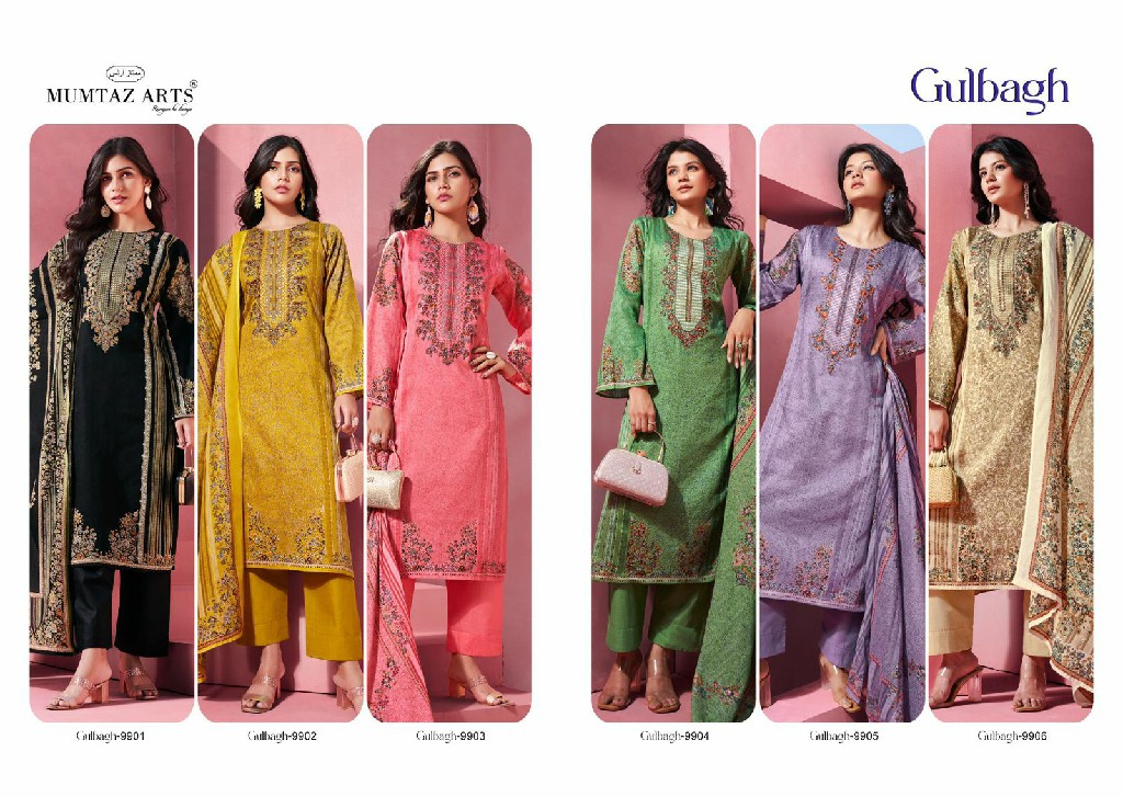 Mumtaz Arts Gulbagh Wholesale Pure Jam Satin With Exclusive Work Dress Material