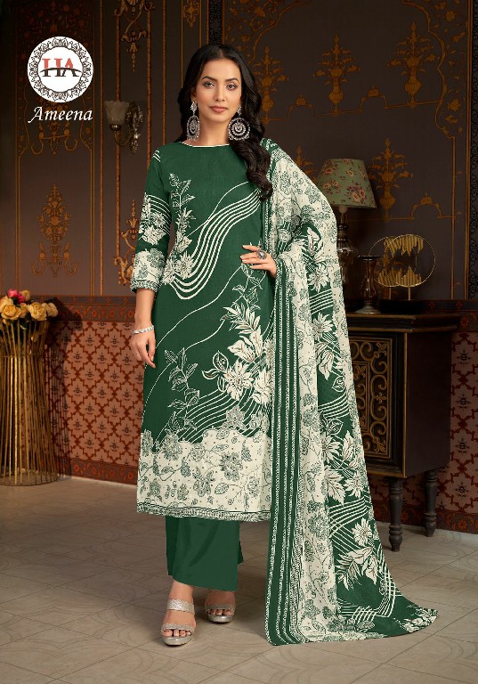 Harshit Ameena Wholesale Pure Zam Cotton With Hand Work Dress Material