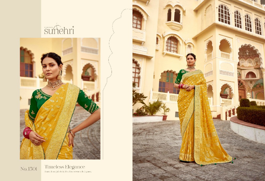 Kimora Sunehri Rang Mahal Wholesale Dola Silk Fabrics Designer Sarees