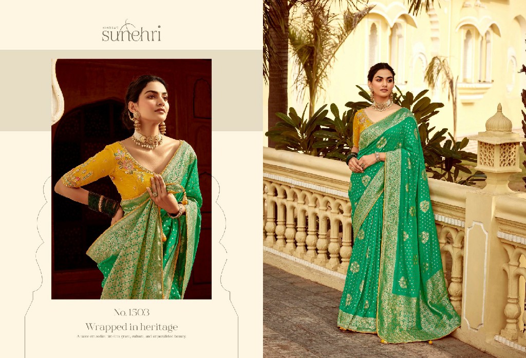 Kimora Sunehri Rang Mahal Wholesale Dola Silk Fabrics Designer Sarees