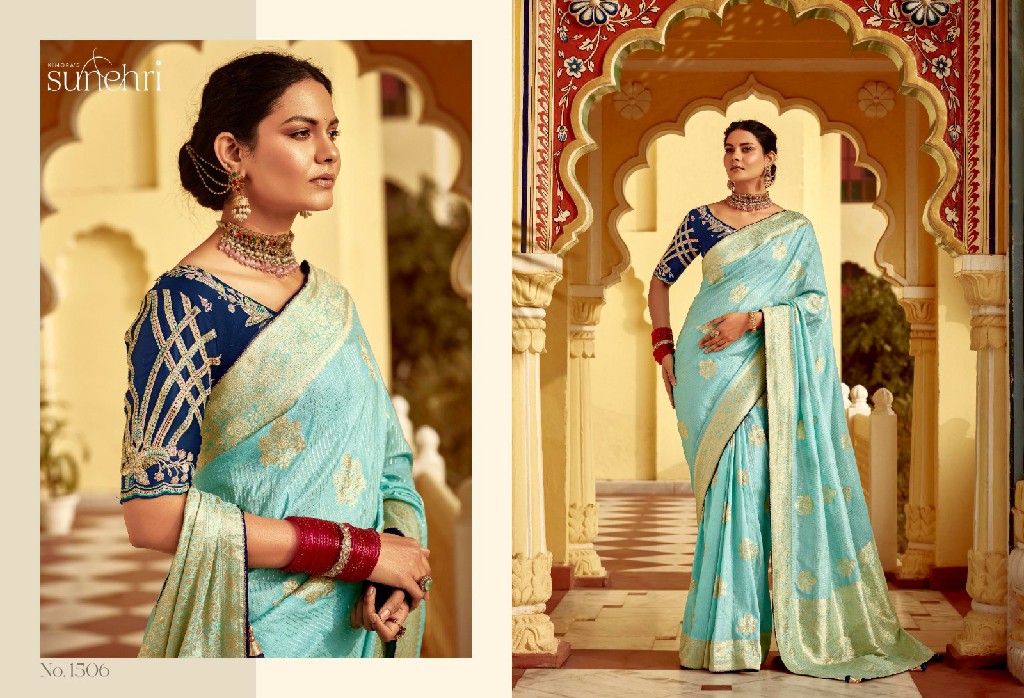 Kimora Sunehri Rang Mahal Wholesale Dola Silk Fabrics Designer Sarees