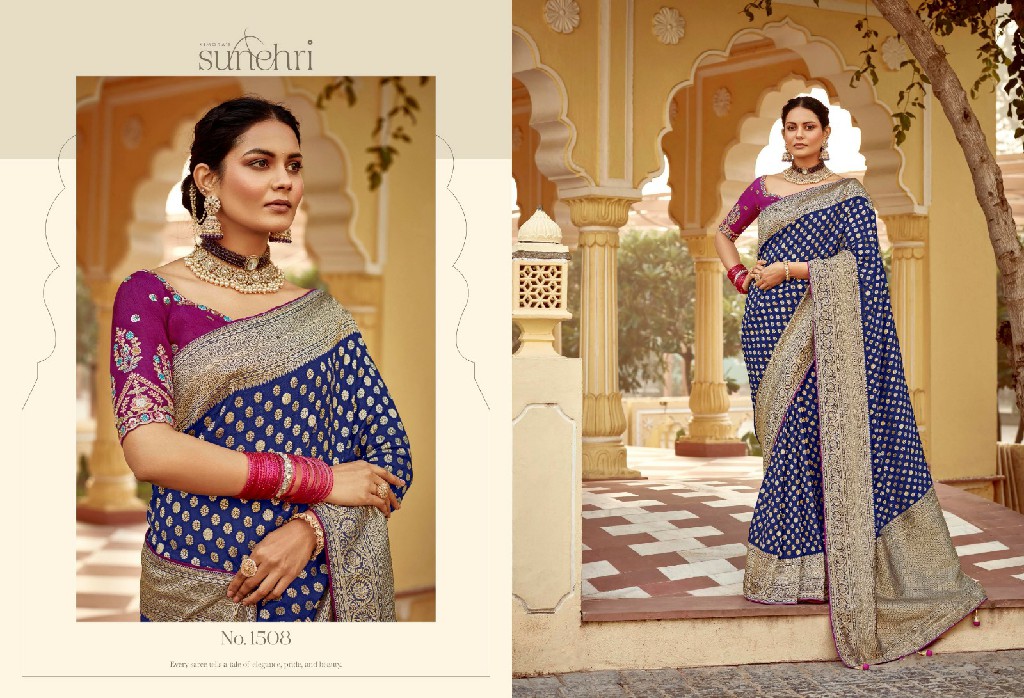 Kimora Sunehri Rang Mahal Wholesale Dola Silk Fabrics Designer Sarees