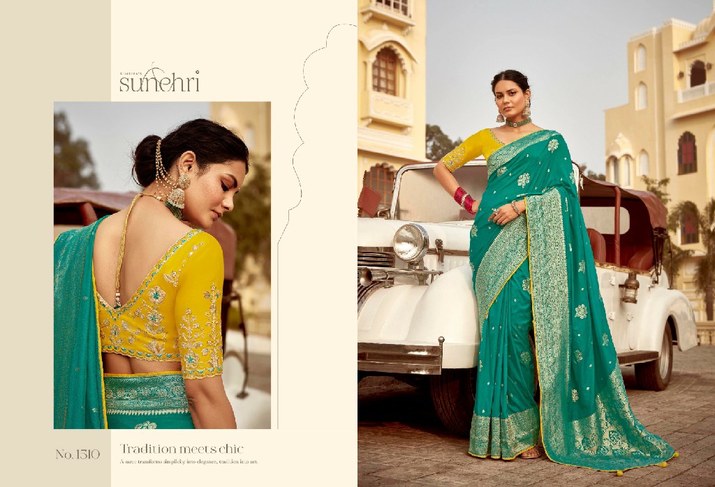 Kimora Sunehri Rang Mahal Wholesale Dola Silk Fabrics Designer Sarees