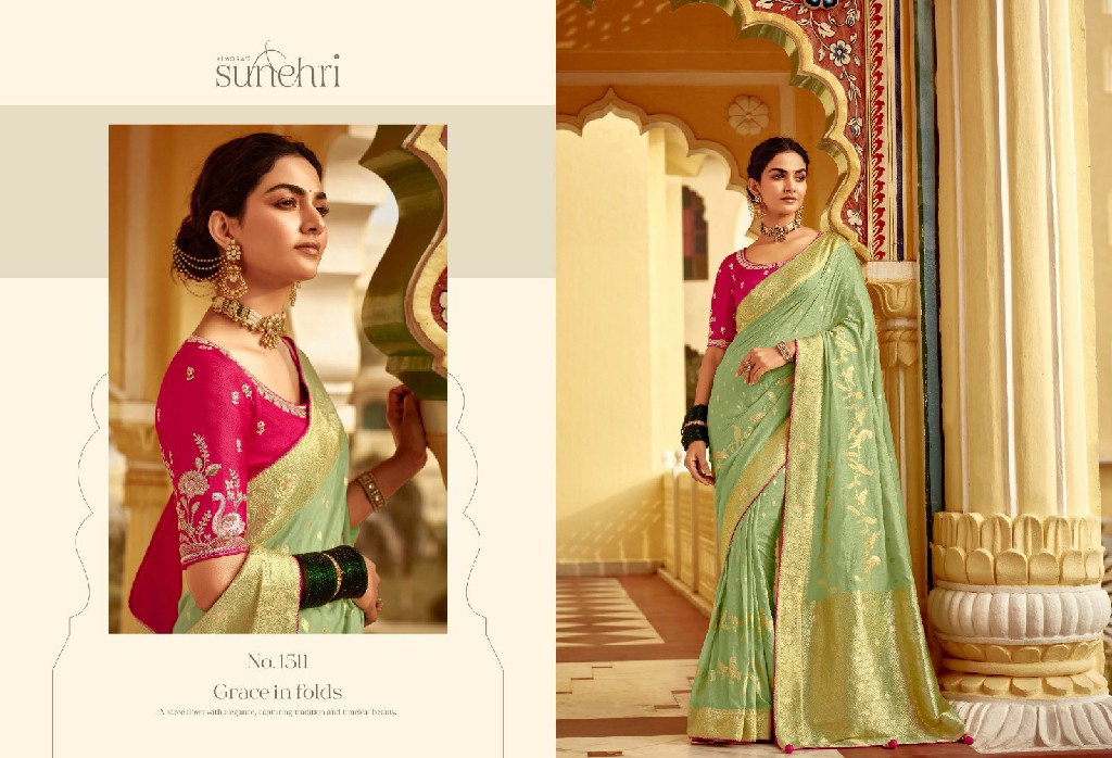 Kimora Sunehri Rang Mahal Wholesale Dola Silk Fabrics Designer Sarees