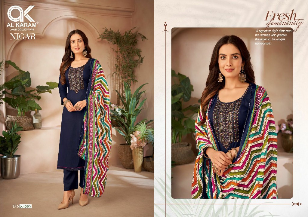 Al Karam Nigar Vol-4 Wholesale Embroidery Cotton Dress Material