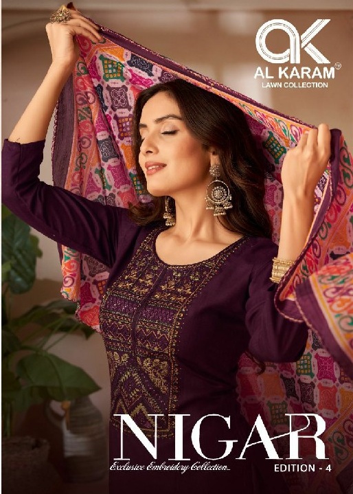 Al Karam Nigar Vol-4 Wholesale Embroidery Cotton Dress Material