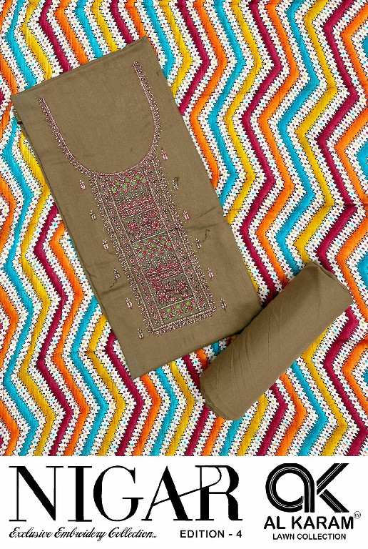 Al Karam Nigar Vol-4 Wholesale Embroidery Cotton Dress Material